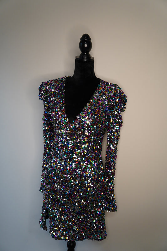 Fashion Nova Multi Color Sequin Razzle Dazzle Dress Size Large