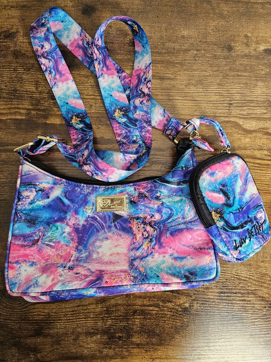 Betsey Johnson Galactica Print Shoulder Bag with Matching Mini Pouch