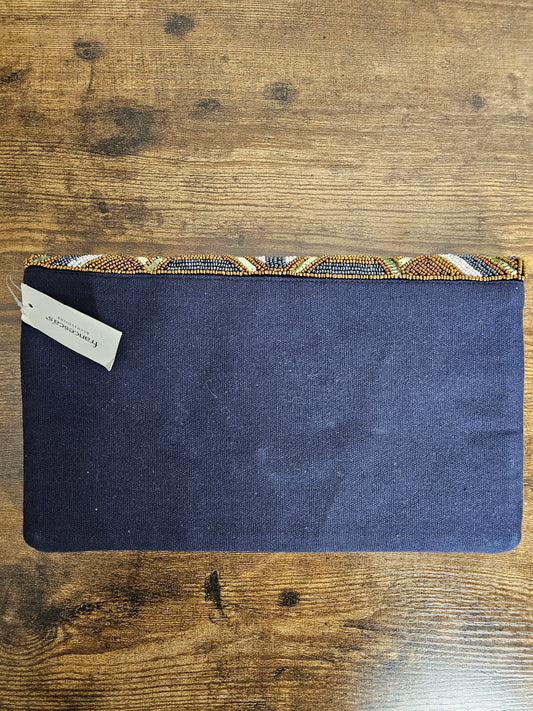 Francesca’s Deco Beaded Envelope Clutch | Navy