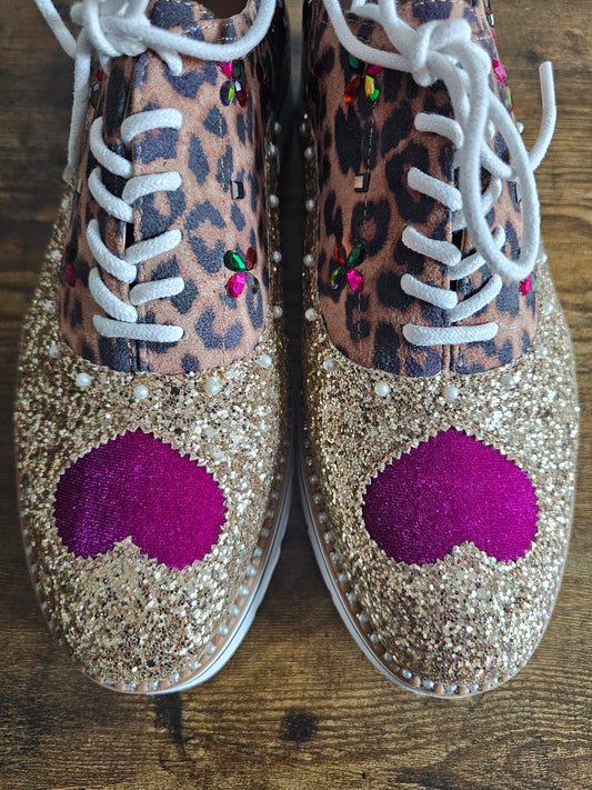 Betsey Johnson Glitter Leopard Platform Oxfords | Size 11 | New