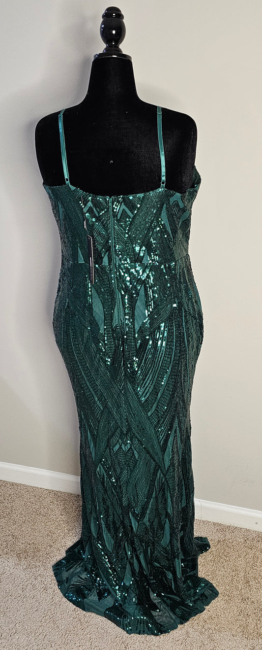 Fashion Nova Emerald Sequin Maxi Dress Size 3X