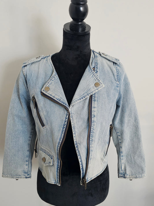 Gap 1969 Cropped Moto Denim Jacket | Size Small