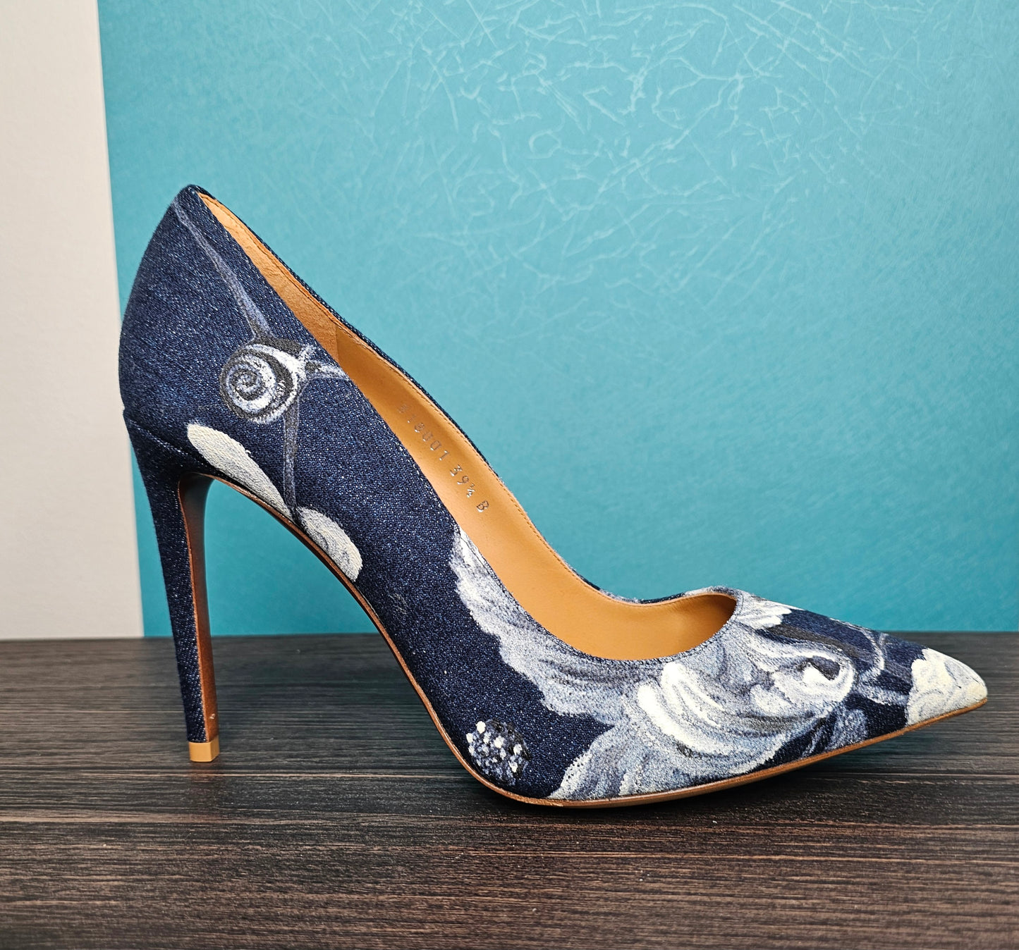 Ralph Lauren Purple Label Celia Floral Denim Pump | Size 8.5