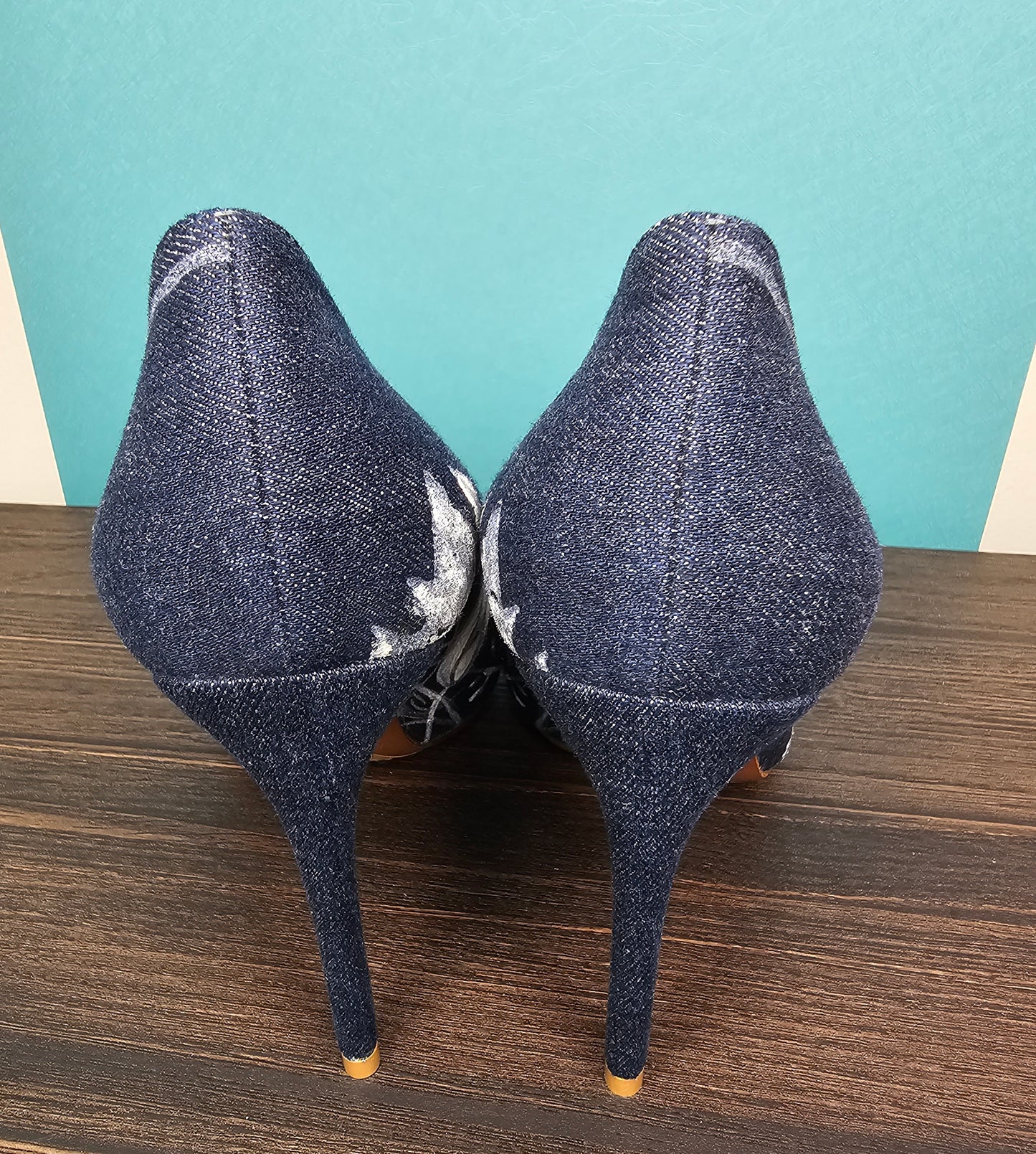Ralph Lauren Purple Label Celia Floral Denim Pump | Size 8.5