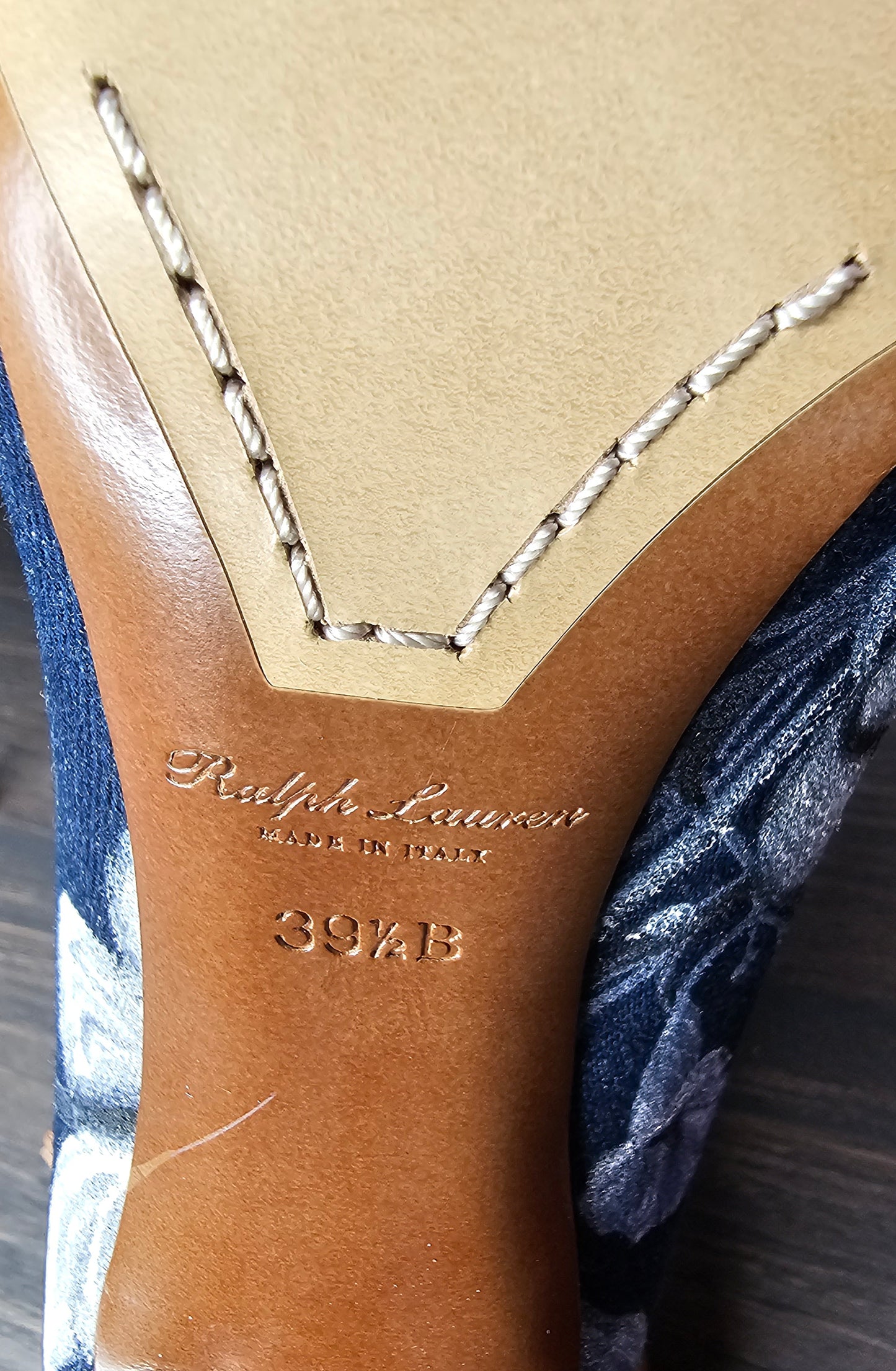 Ralph Lauren Purple Label Celia Floral Denim Pump | Size 8.5