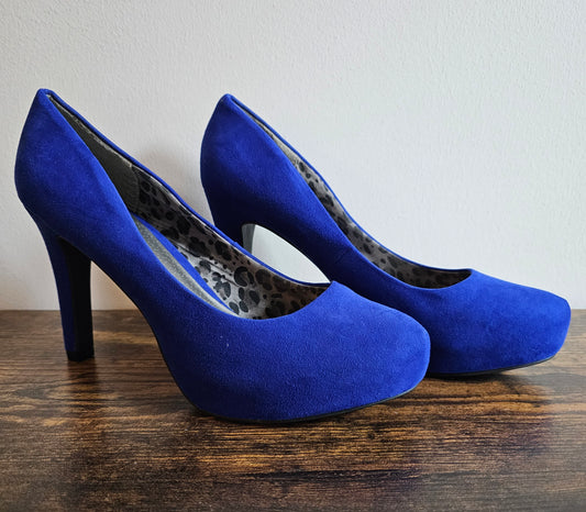 G By Guess Cobalt Blue Suede Platform Heels | Size 9