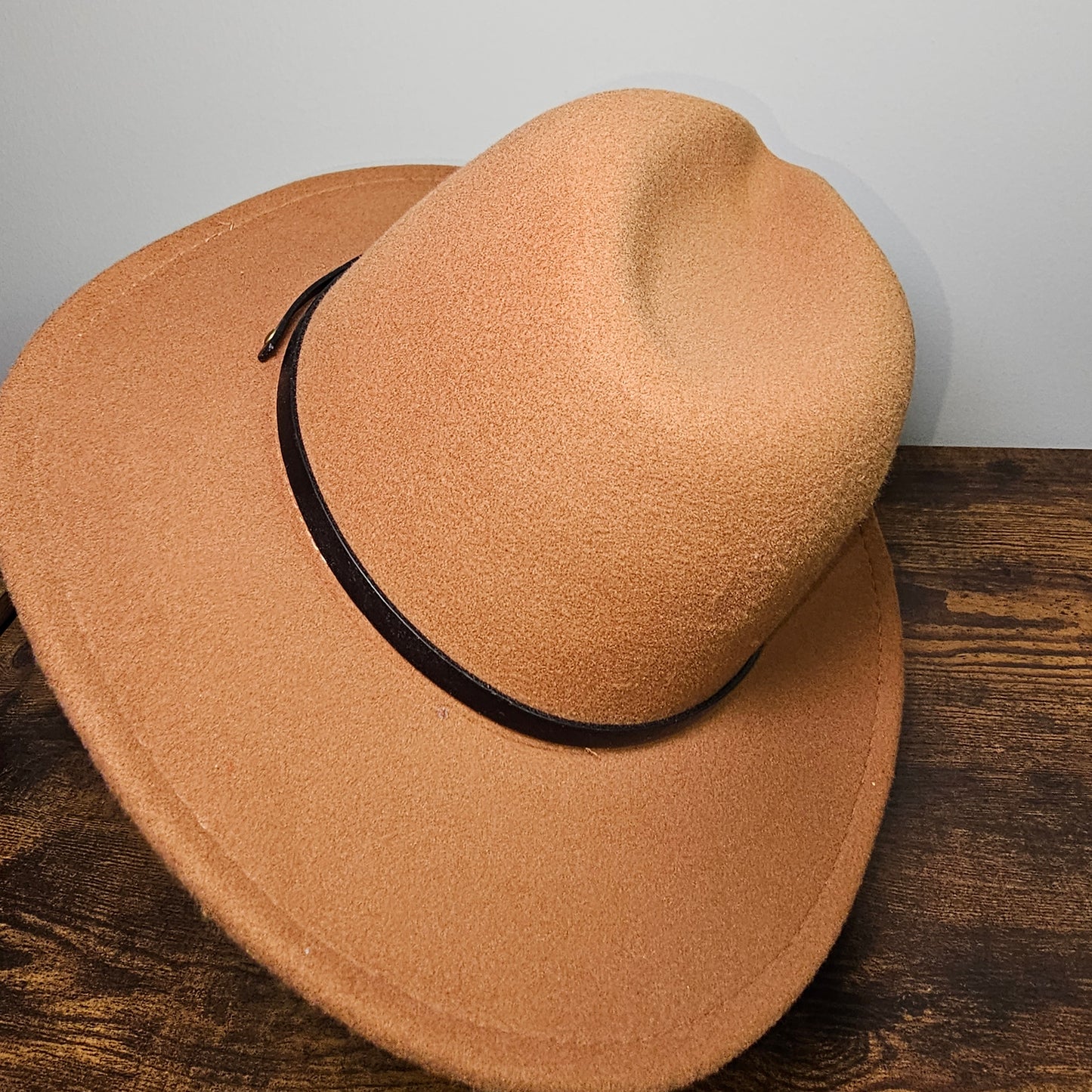 Classic Brown Fedora Hat | Felt Wide Brim | One Size
