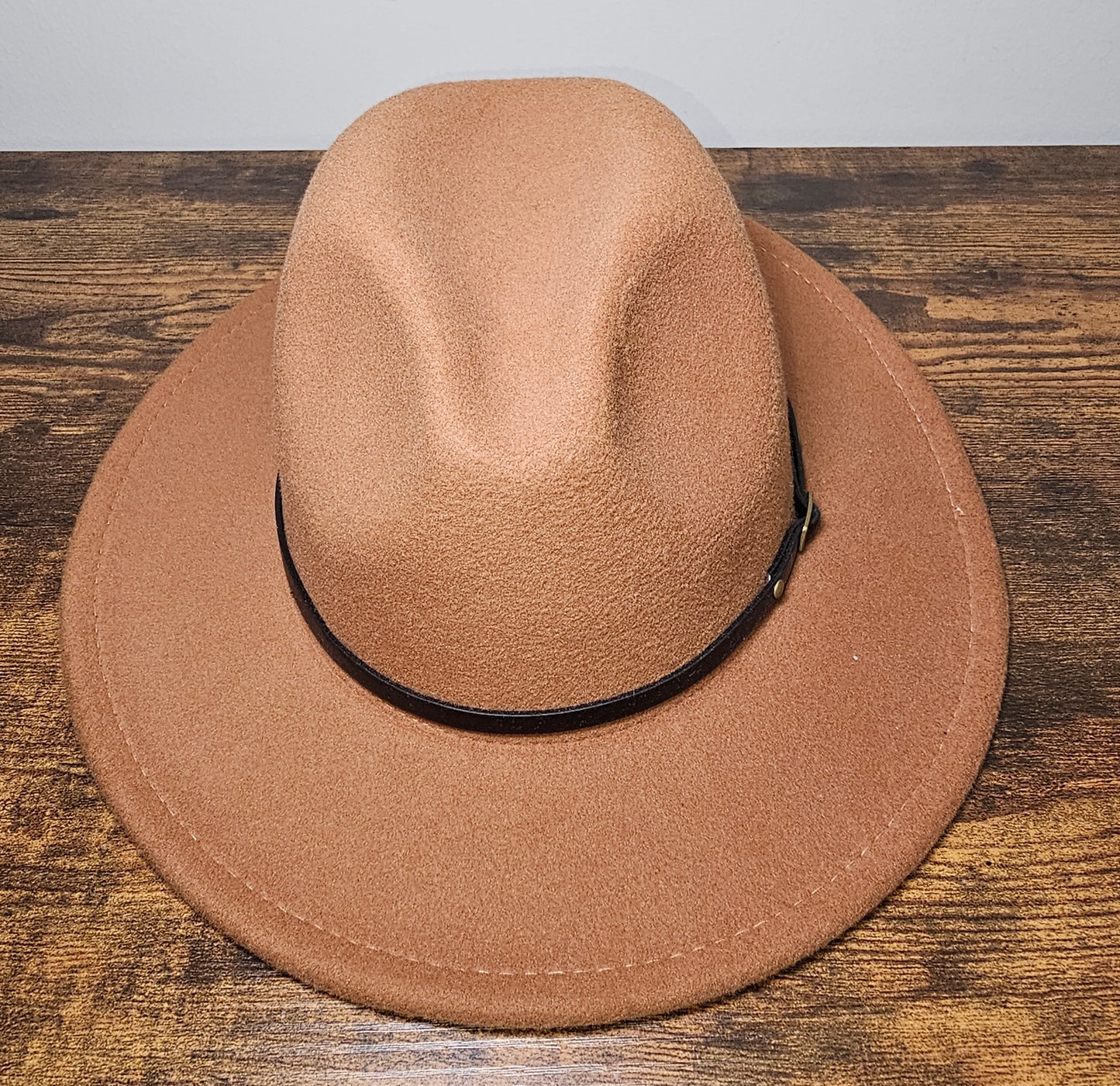 Classic Brown Fedora Hat | Felt Wide Brim | One Size