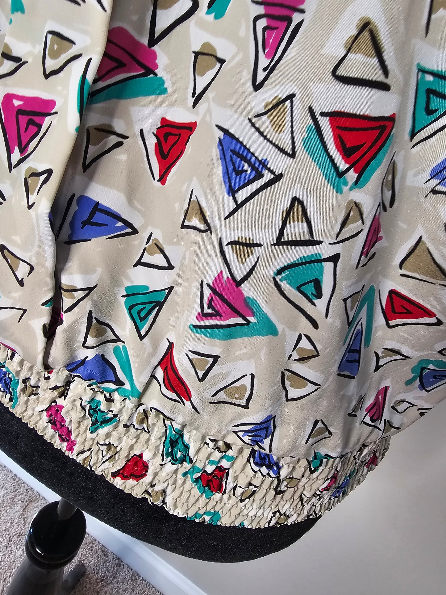 Alfred Dunner Vintage Geometric Print Tie-Neck Blouse | Short Sleeve Top | Size 16 XLarge