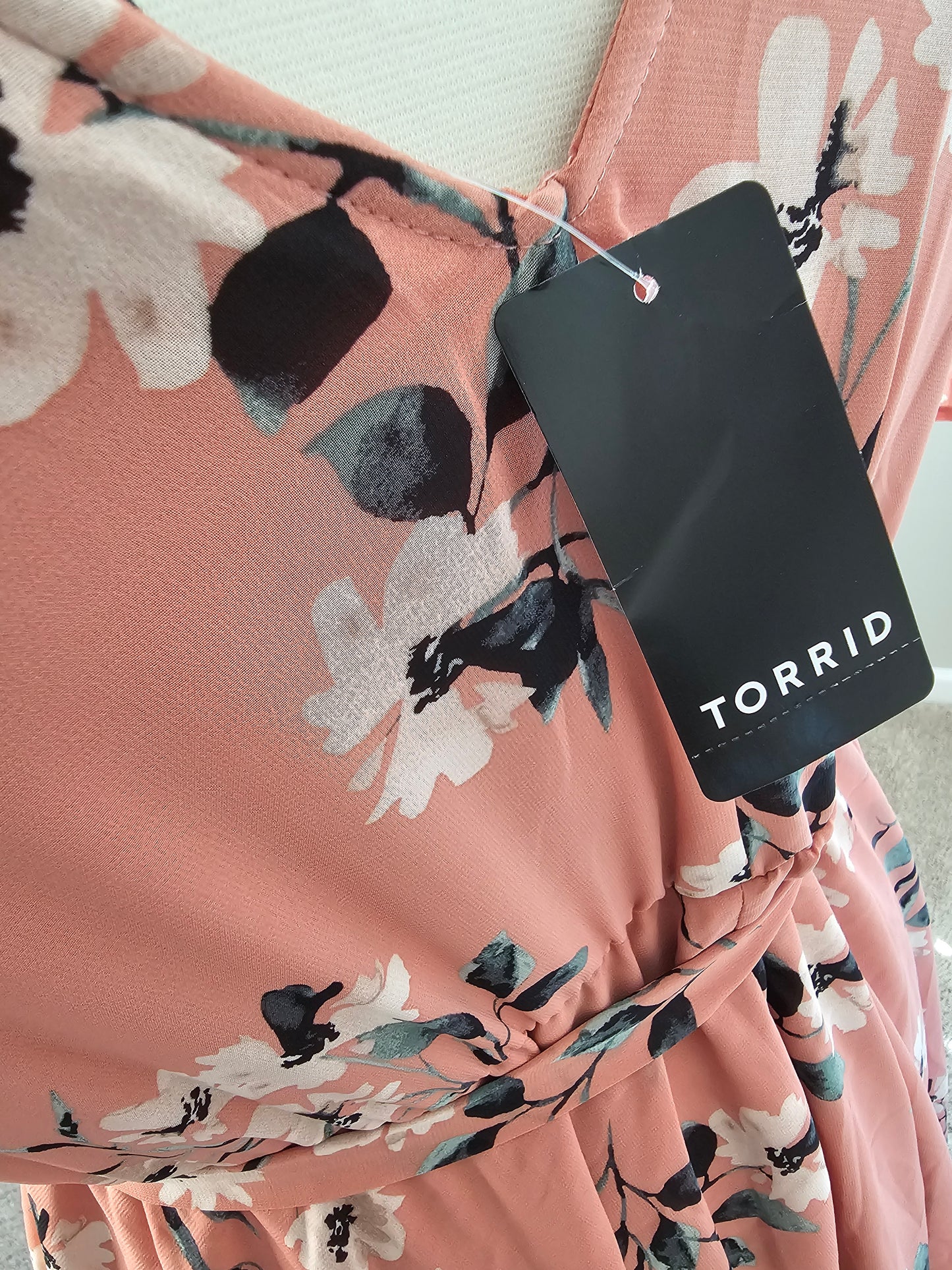 Torrid Floral Chiffon Wrap Blush Pink Midi Dress|Size (22/24) 3X