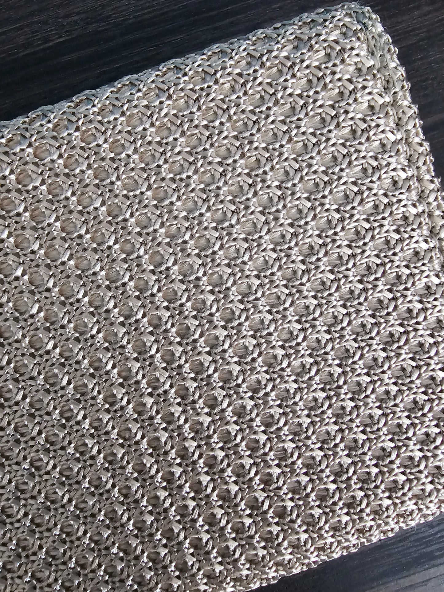 Beaded Stone Panel Woven Clutch with Chain Strap
