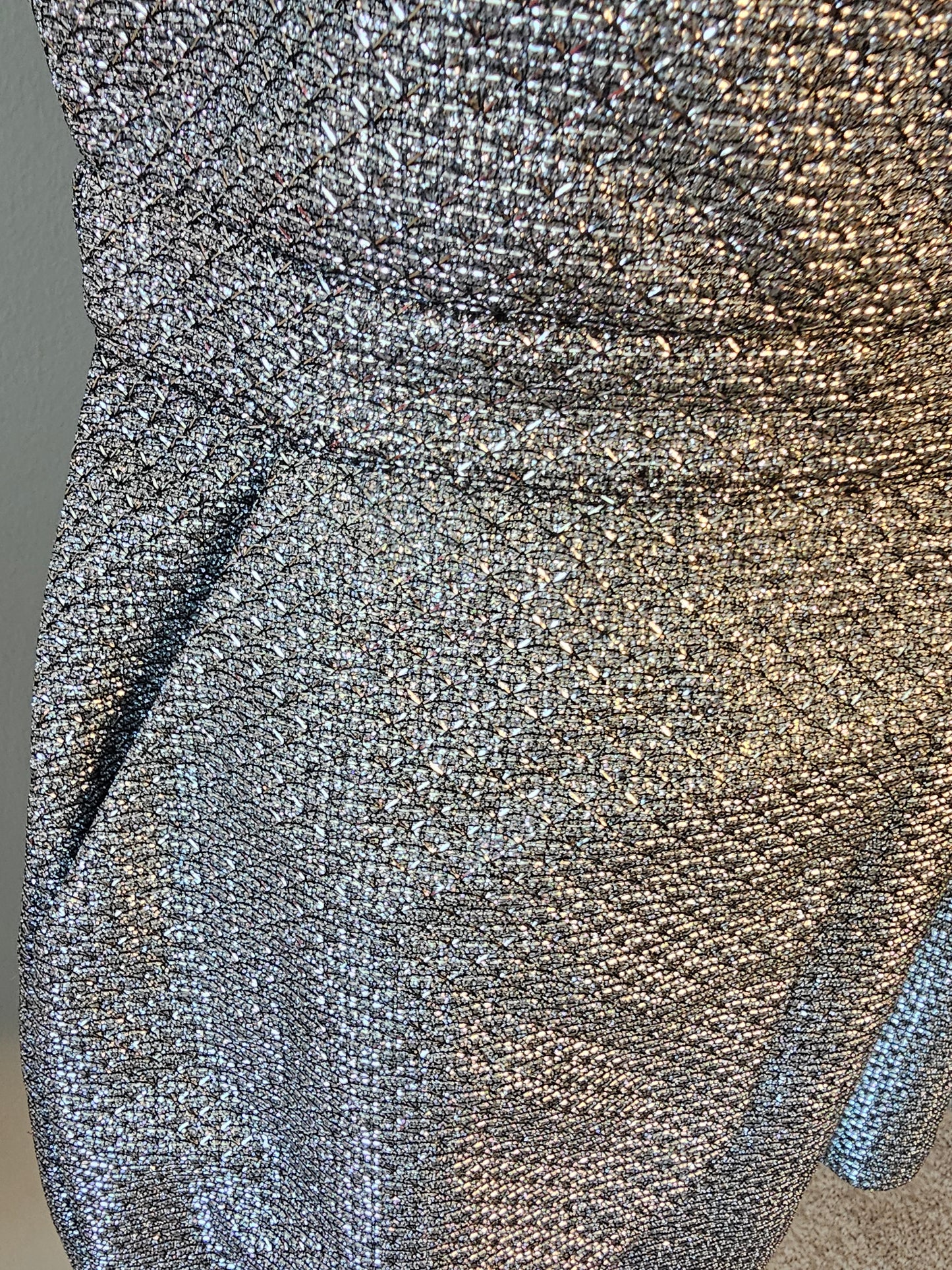 Fashion Nova Silver Shimmer Strapless Romper | Size XLarge