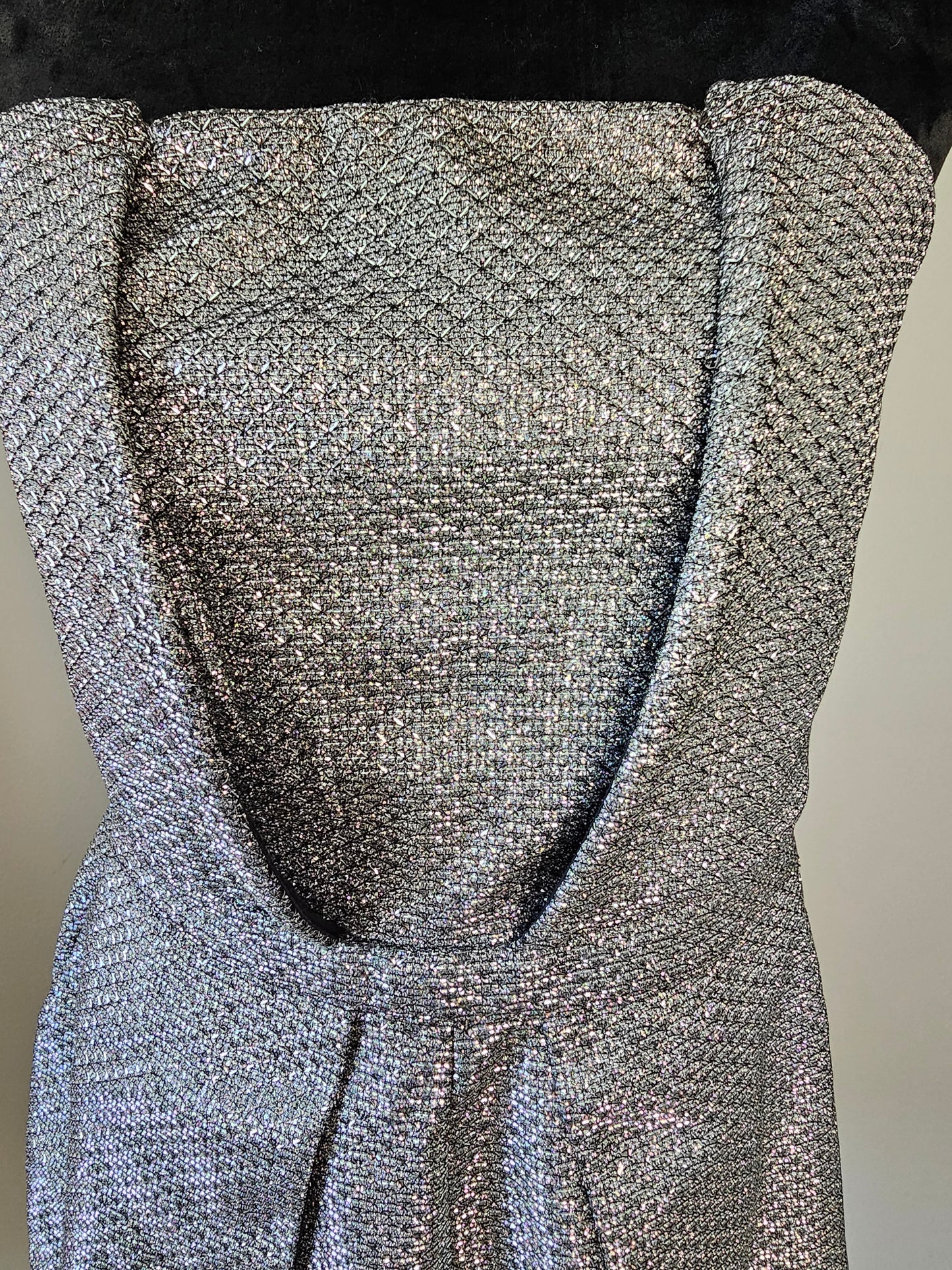 Fashion Nova Silver Shimmer Strapless Romper | Size XLarge