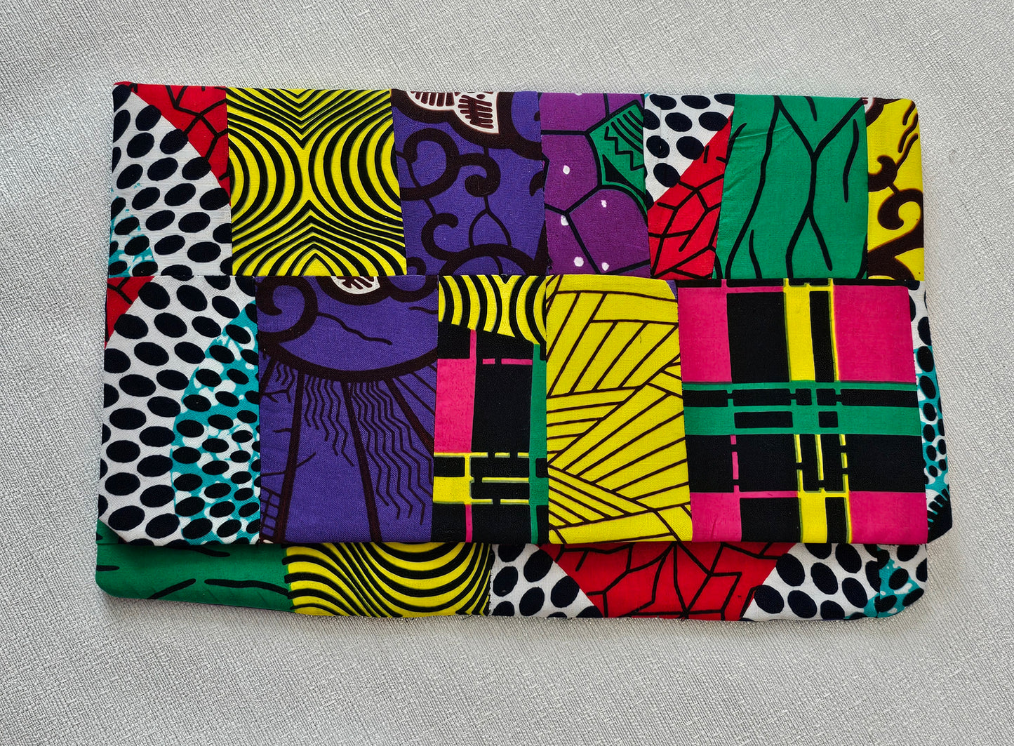 Custom Ankara Multi-Print Patchwork Clutch | African Fabric Statement Bag