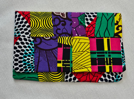 Custom Ankara Multi-Print Patchwork Clutch | African Fabric Statement Bag