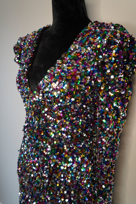 Fashion Nova Multi Color Sequin Razzle Dazzle Dress Size Large
