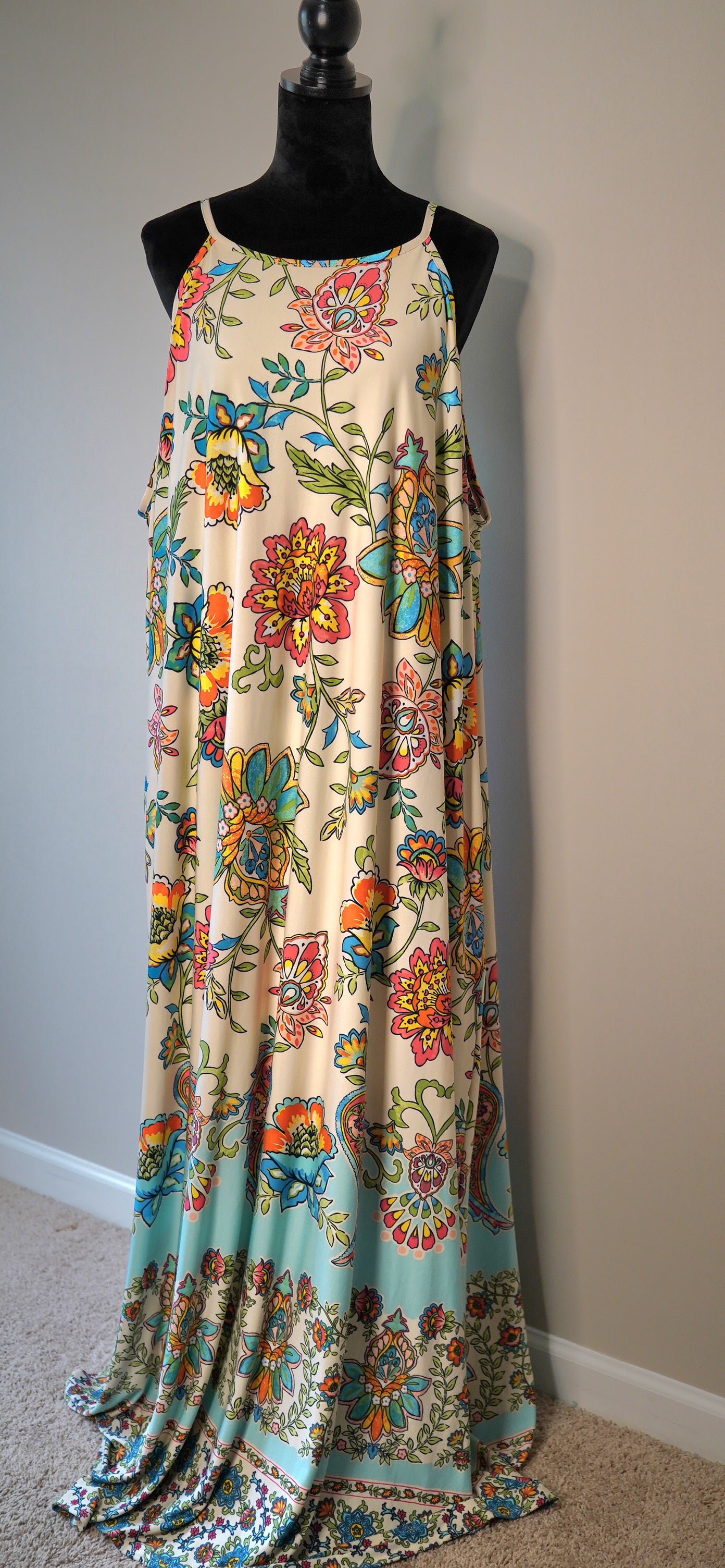 Cato Floral Maxi Colorful Boho Sleeveless Dress Size (26/28W) 3X