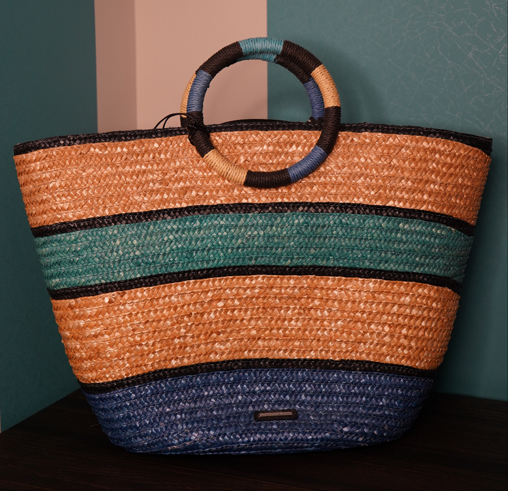 Rebecca Minkoff Colorblock Straw Tote with Tassel | Extra Large.
