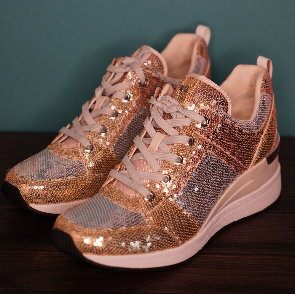 Michael Kors Georgie Color-Block Sequin Wedge Sneakers | Size 10