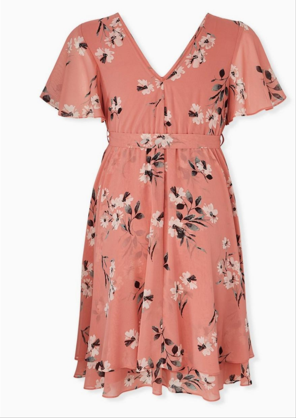 Torrid Floral Chiffon Wrap Blush Pink Midi Dress|Size (22/24) 3X