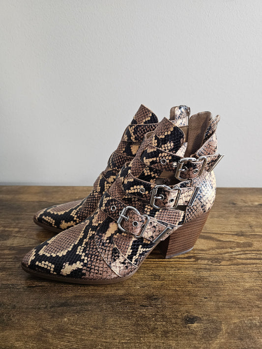 Gianni Bini Jam-Out Snake Buckle Booties | Size 8