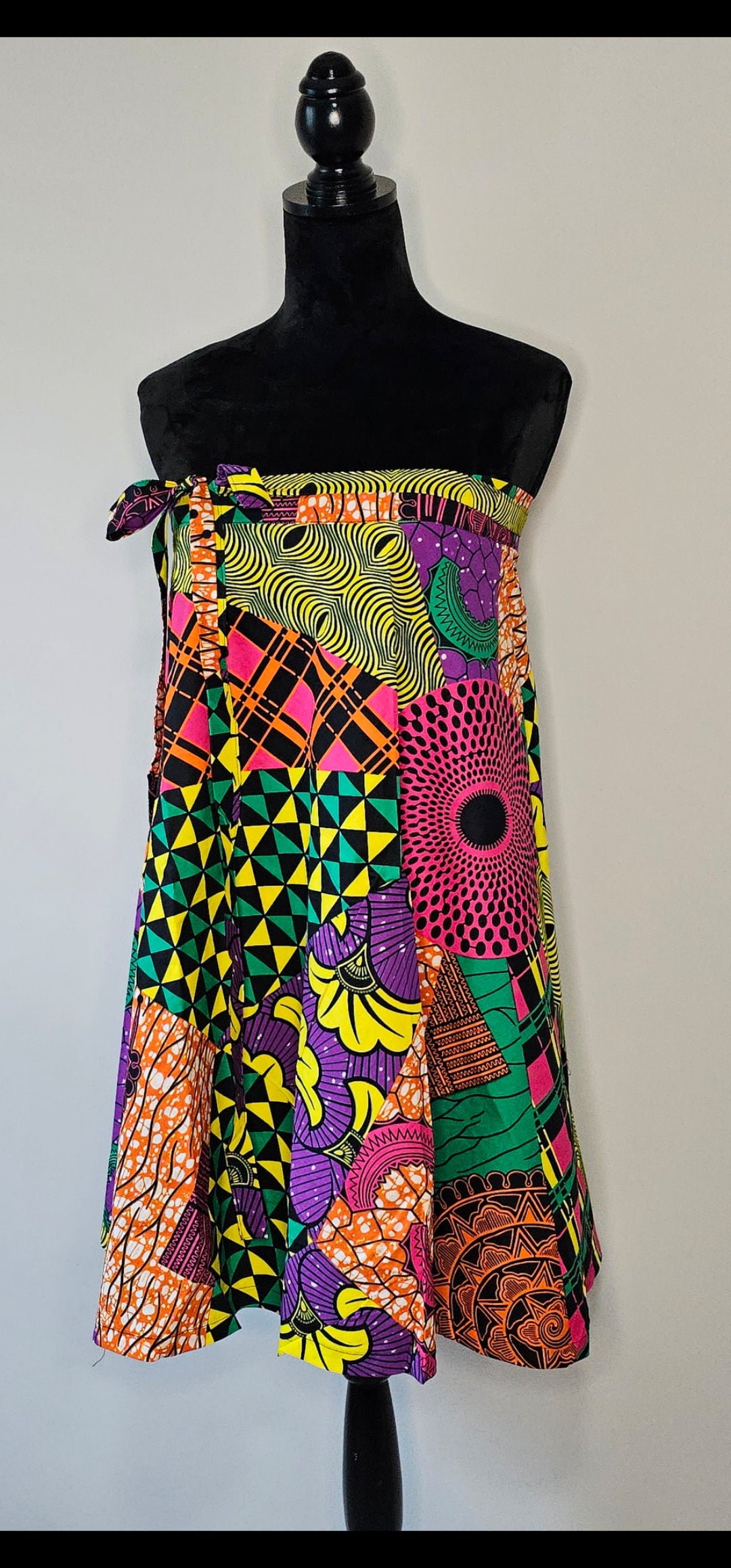 Authentic Ankara Multicolor Patchwork Wrap Skirt |African Wax Cotton | Size Small - XXLarge