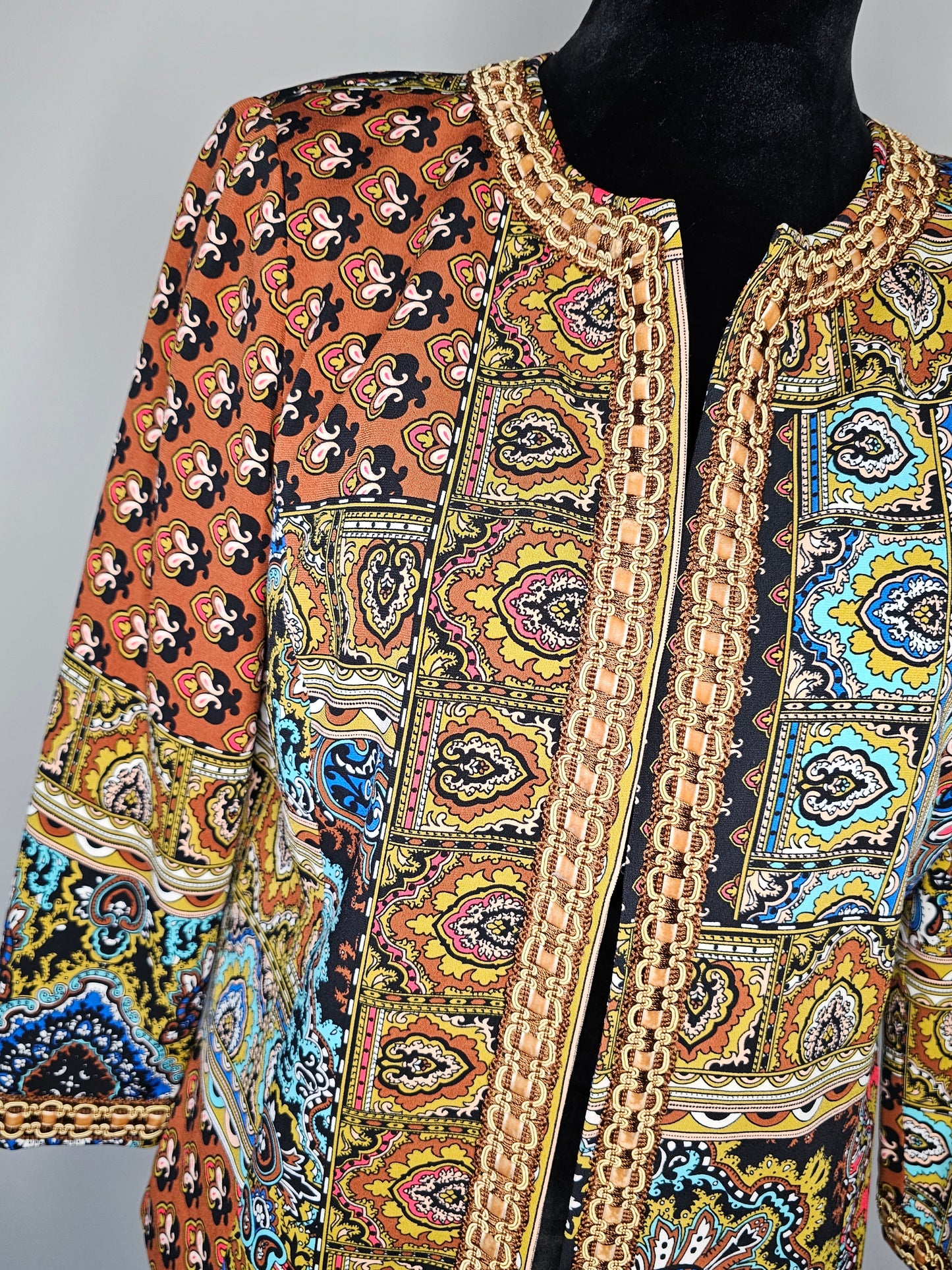 Peck & Peck Paisley Patchwork Jacket | Multicolor Statement Blazer| Size 8 Medium