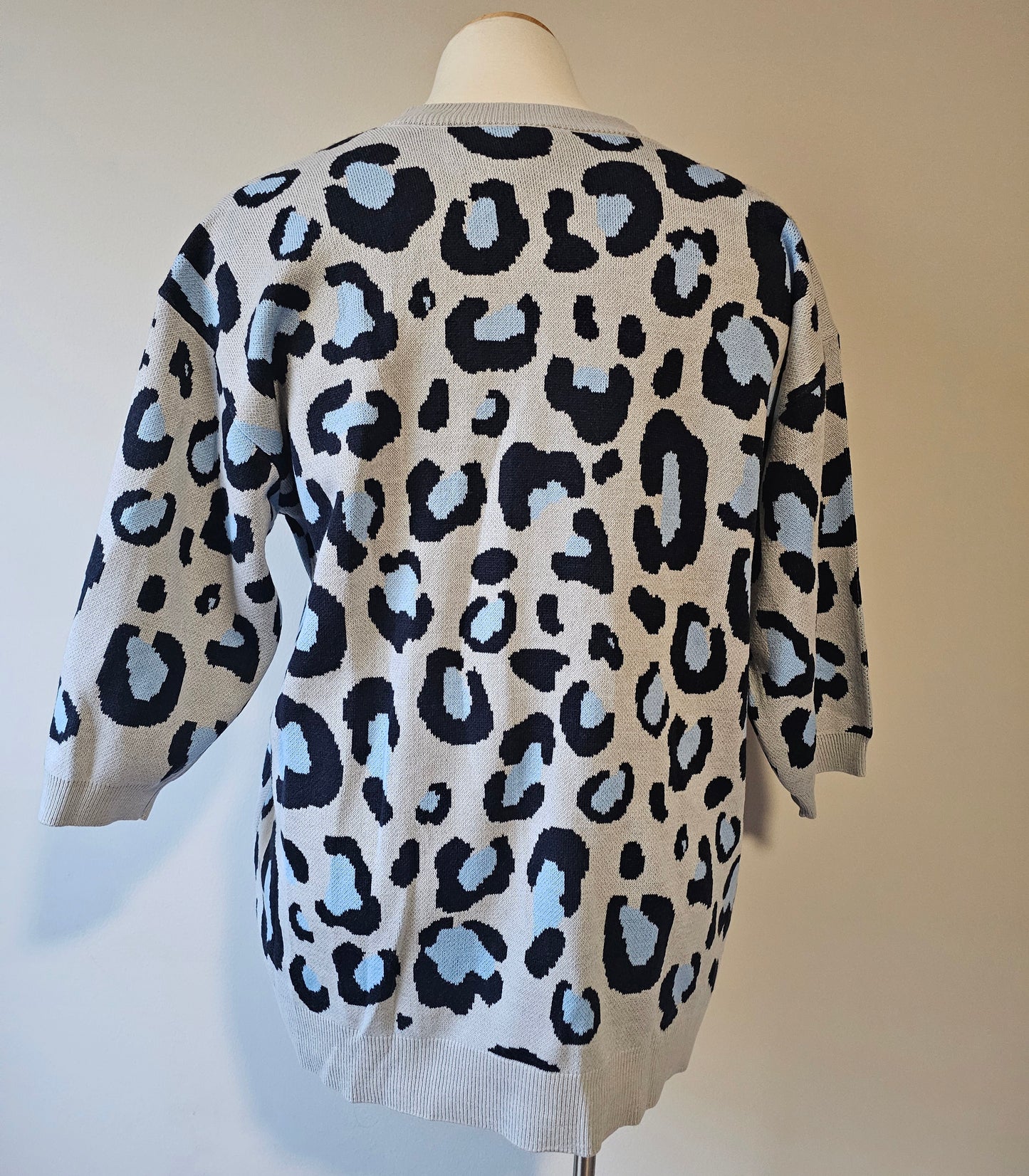 Lane Bryant Leopard Print Cardigan Blue Black Oversized Knit NWT Size 22/24 3X