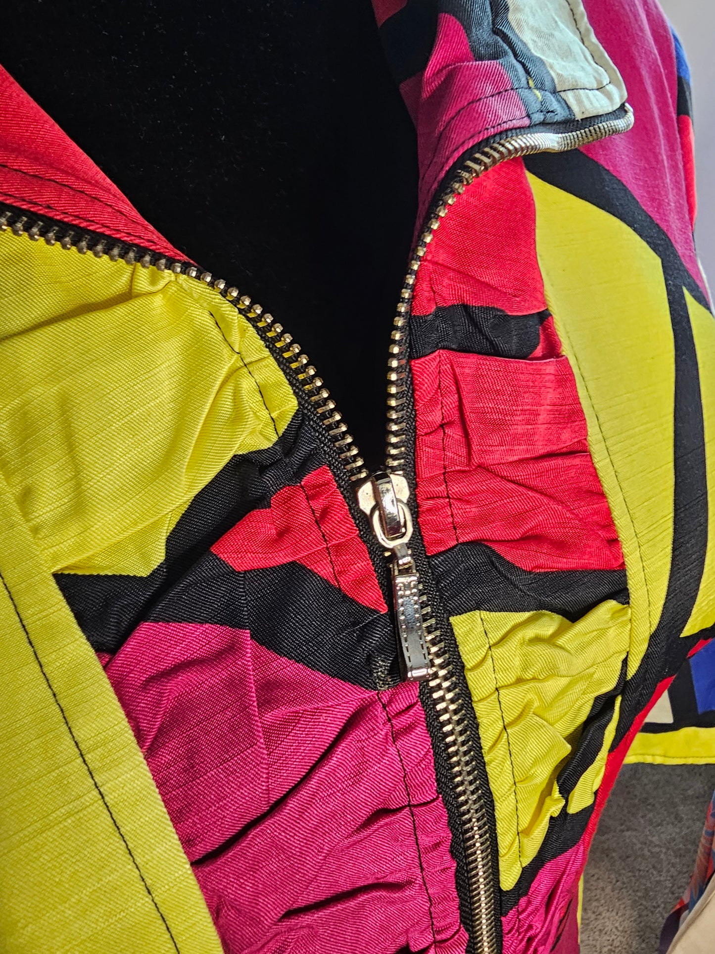 Mischa Vintage Retro Colorblock Statement Jacket | Size Large