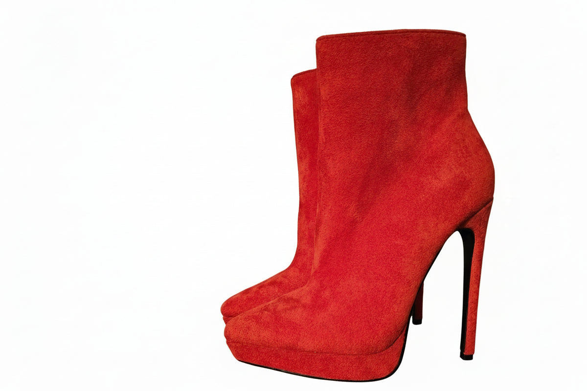 Miss Look Money Talks Red Suede Ankle Boots Size 7.5