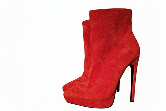 Miss Look Money Talks Red Suede Ankle Boots Size 7.5
