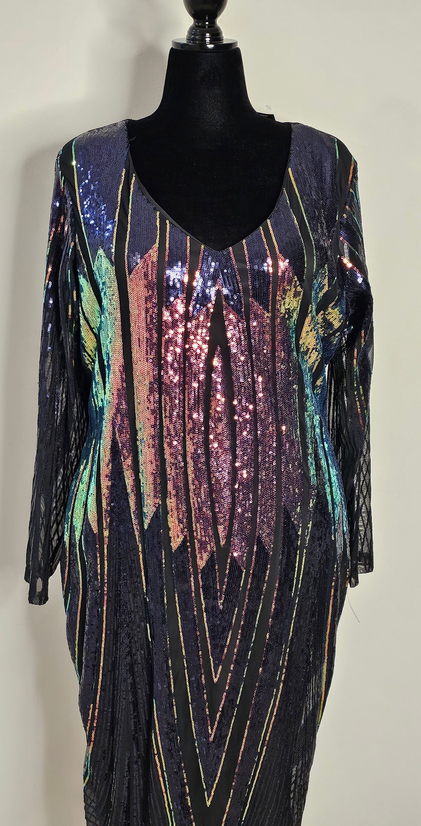 Ashley Stewart Sequin V-Neck Midi Dress |Size 14/16 XLarge