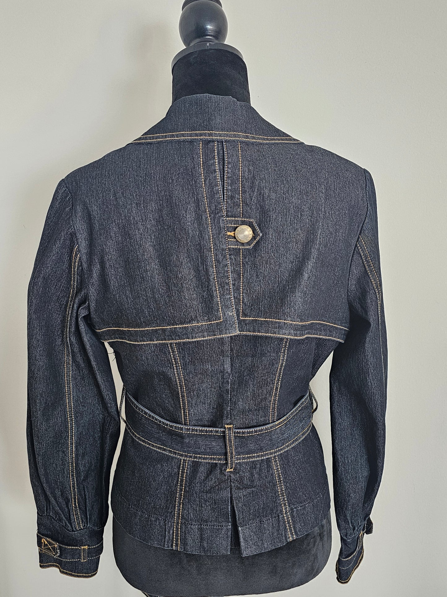 Bisou Bisou Denim Belted Tailored Utility Style Jacket | Size Medium