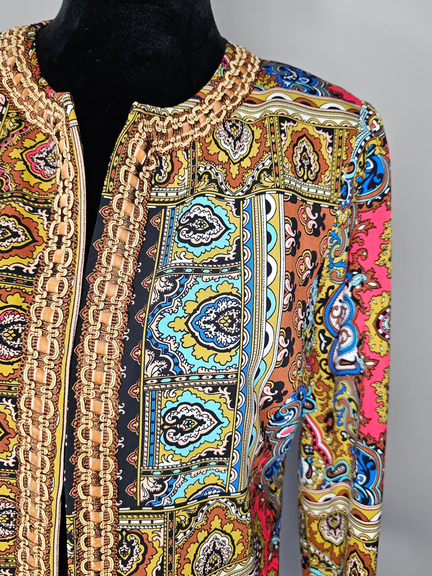 Peck & Peck Paisley Patchwork Jacket | Multicolor Statement Blazer| Size 8 Medium