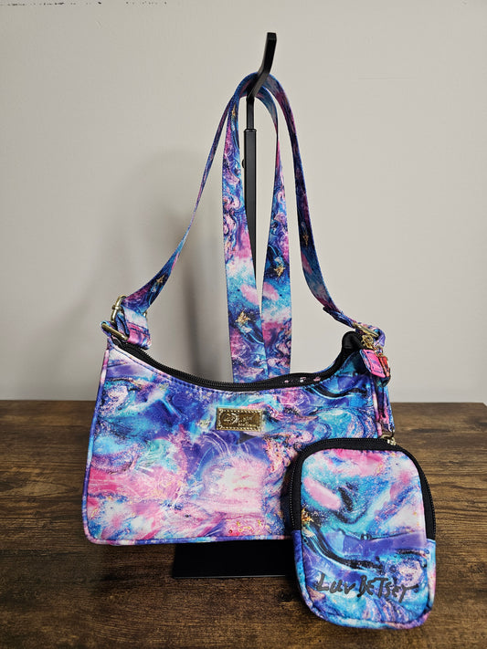 Betsey Johnson Galactica Print Shoulder Bag with Matching Mini Pouch