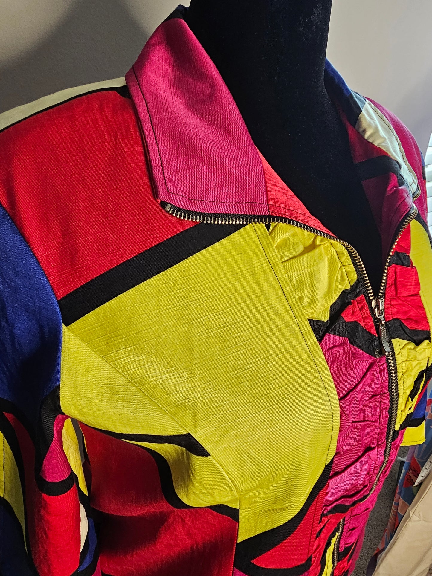Mischa Vintage Retro Colorblock Statement Jacket | Size Large