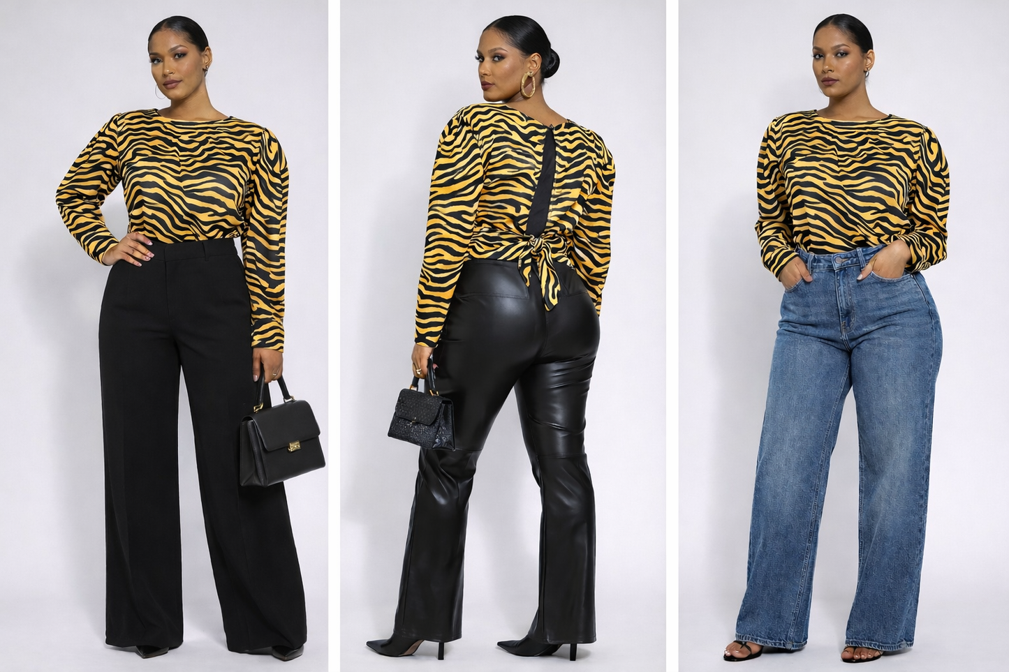 ASOS Design Zebra Print Open Back Top  Statement Blouse Size 10 Medium