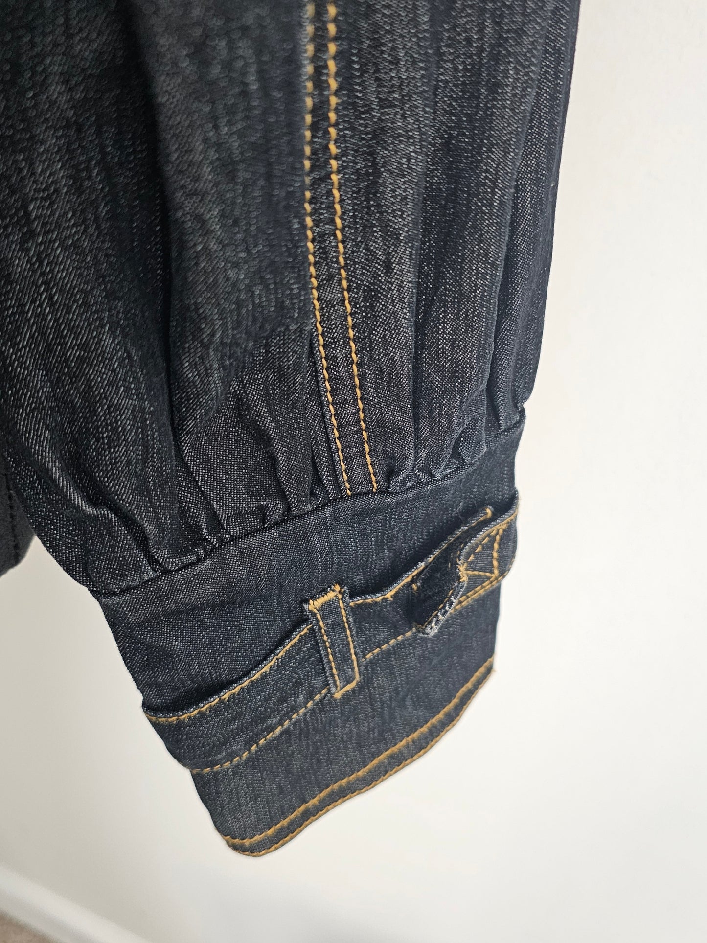 Bisou Bisou Denim Belted Tailored Utility Style Jacket | Size Medium