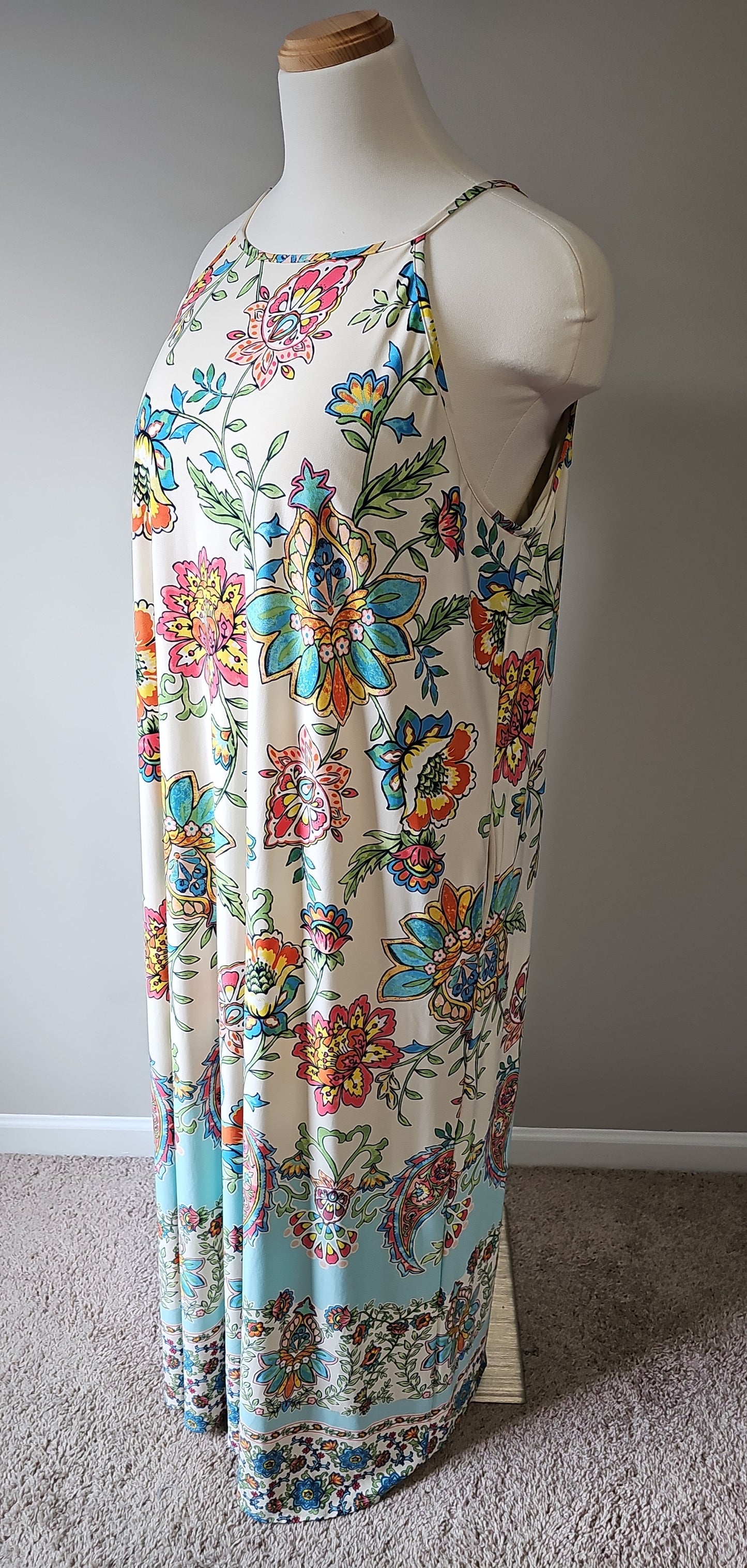 Cato Floral Maxi Colorful Boho Sleeveless Dress Size (26/28W) 3X