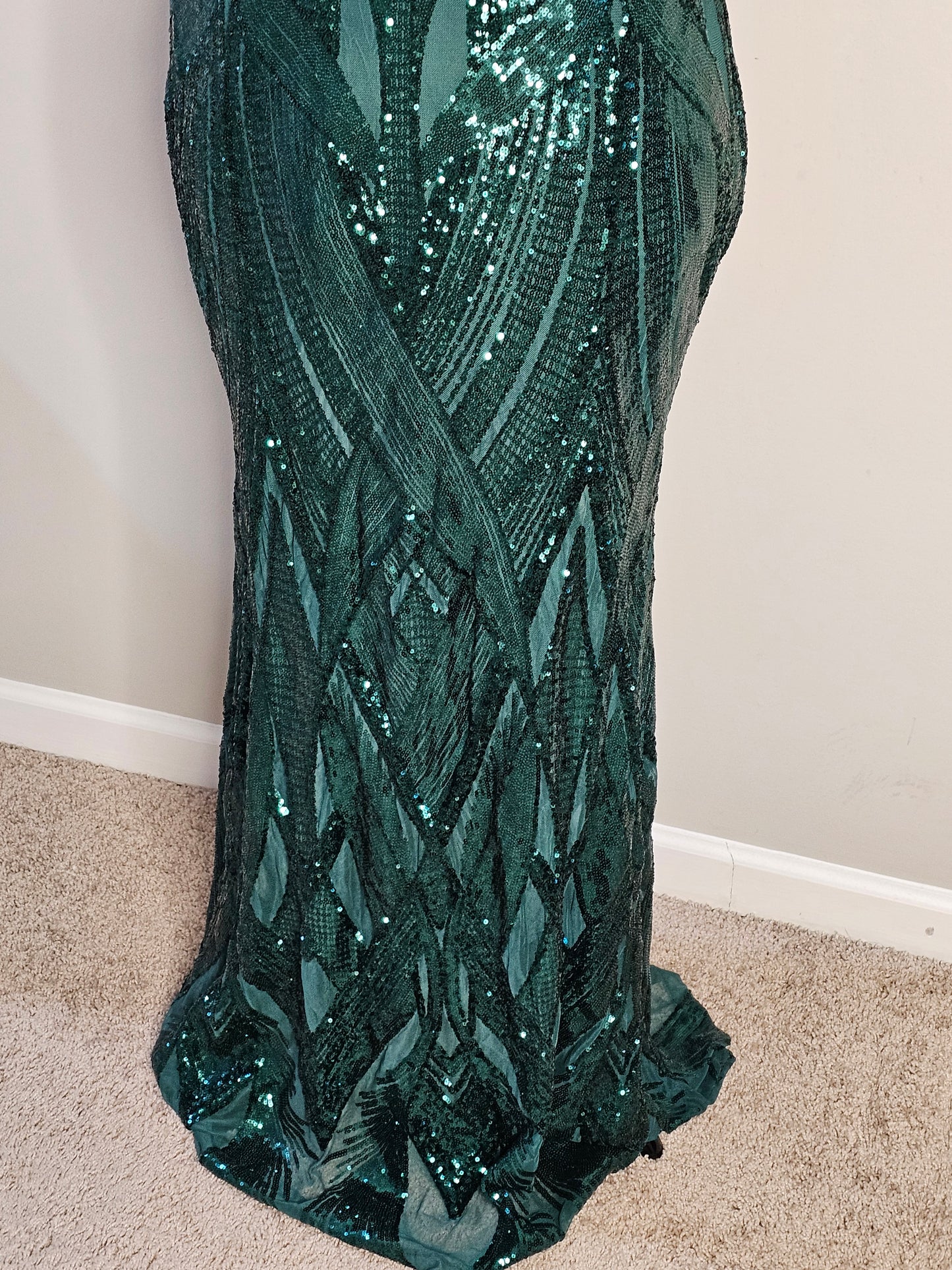Fashion Nova Emerald Sequin Maxi Dress Size 3X