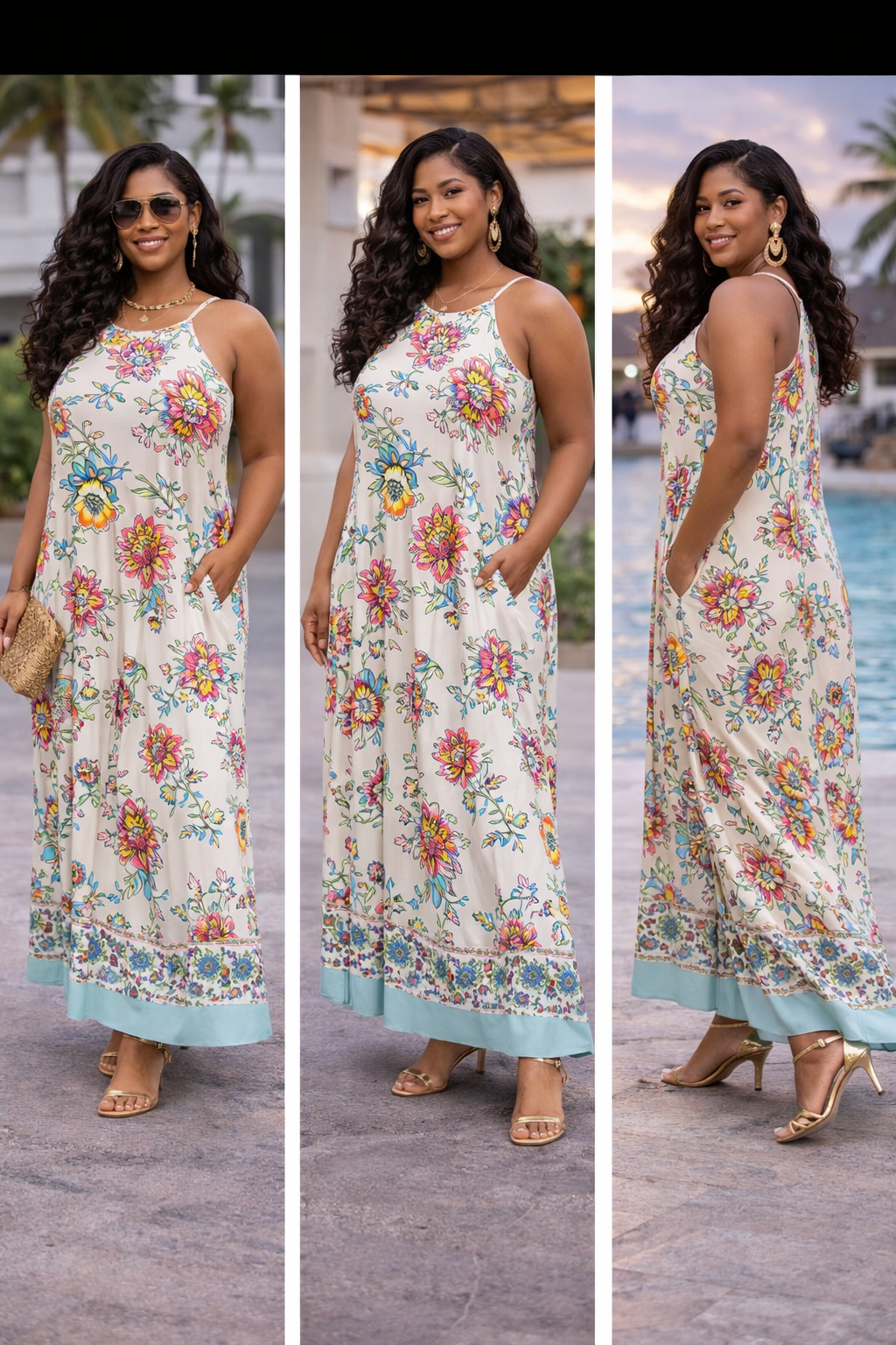 Cato Floral Maxi Colorful Boho Sleeveless Dress Size (26/28W) 3X