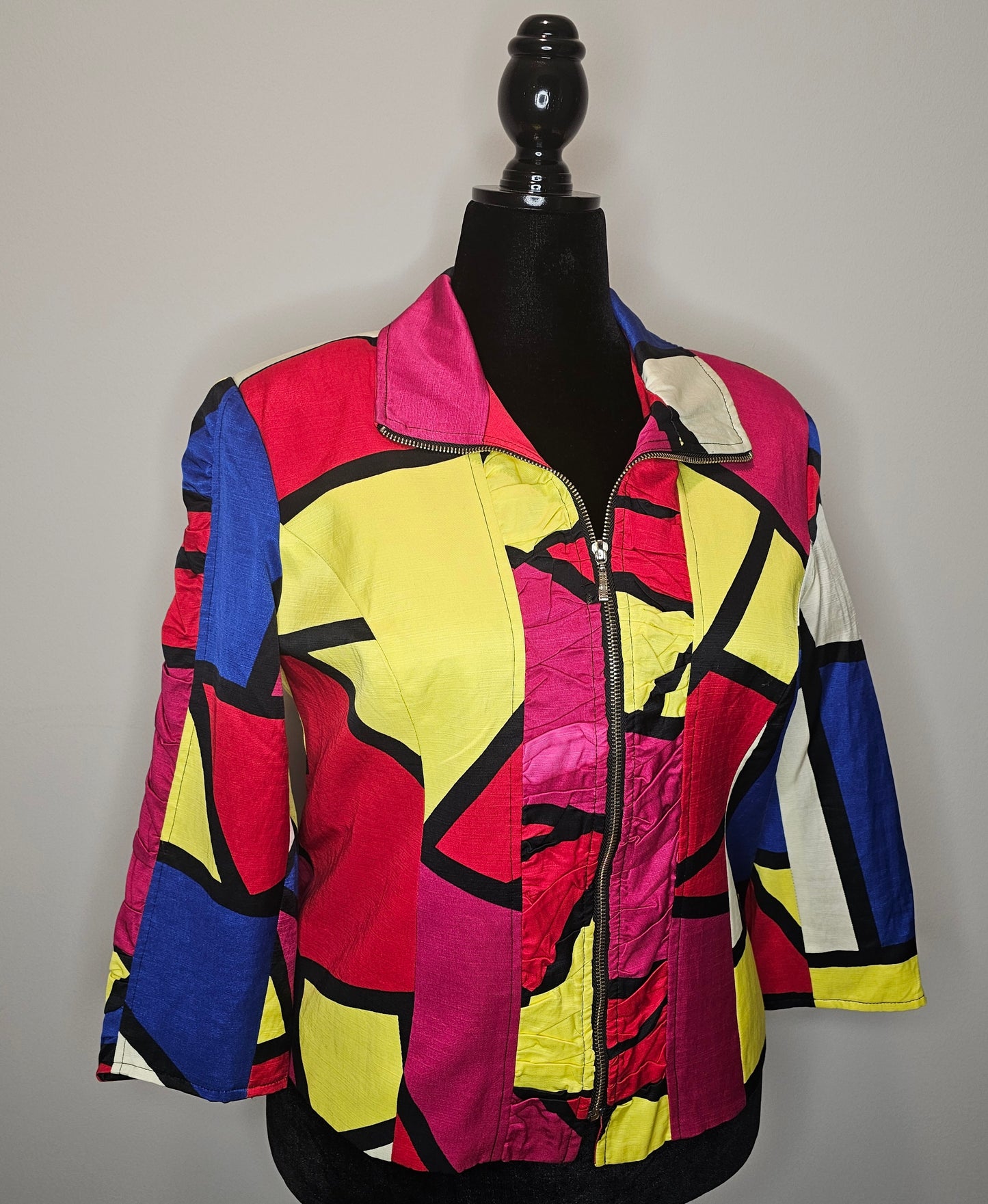 Mischa Vintage Retro Colorblock Statement Jacket | Size Large