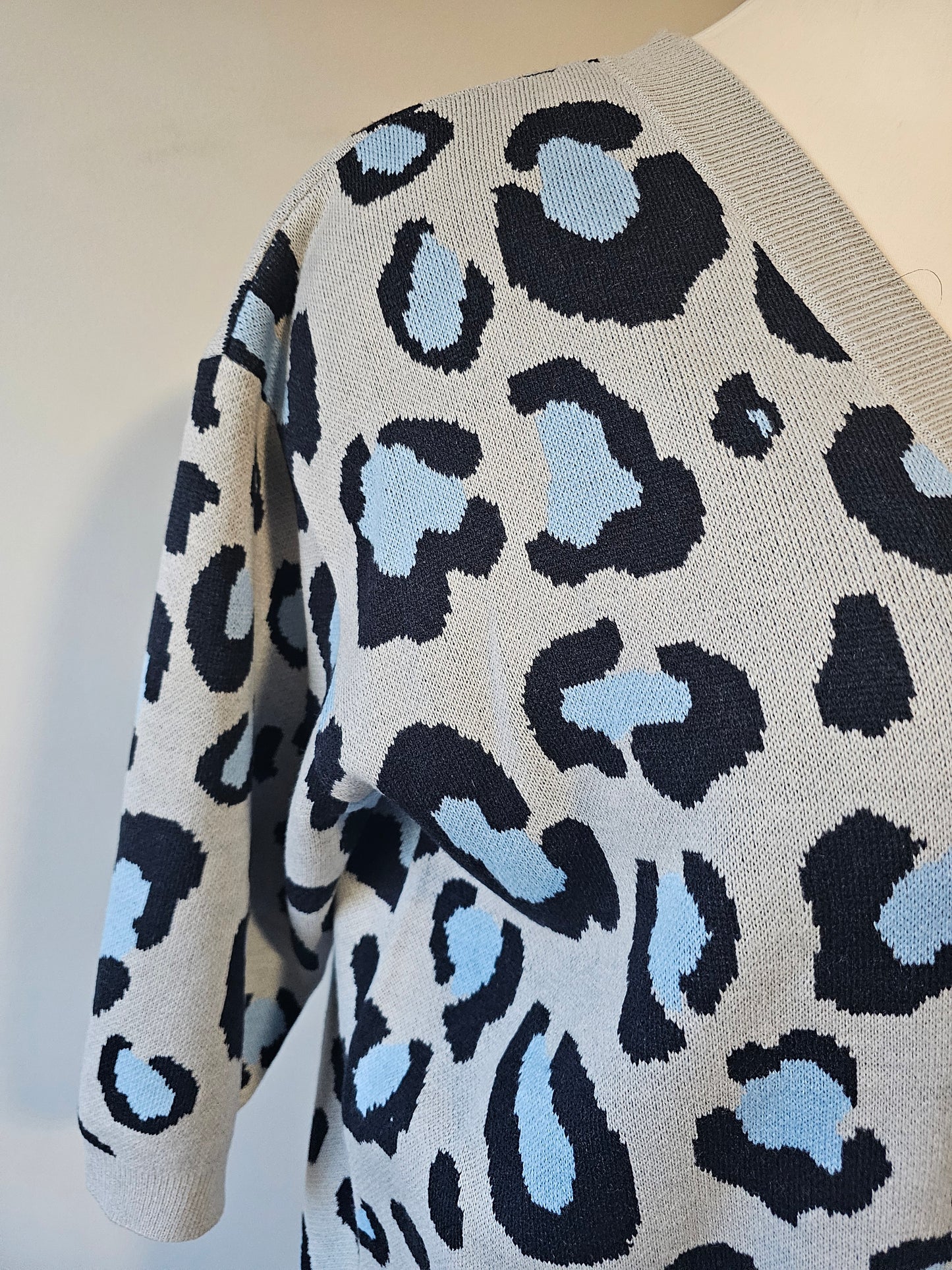 Lane Bryant Leopard Print Cardigan Blue Black Oversized Knit NWT Size 22/24 3X