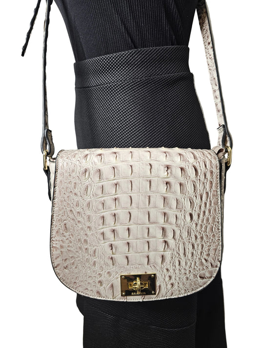 Brahmin Croc Embossed Crossbody Bag | Neutral Ivory | Gold Hardware
