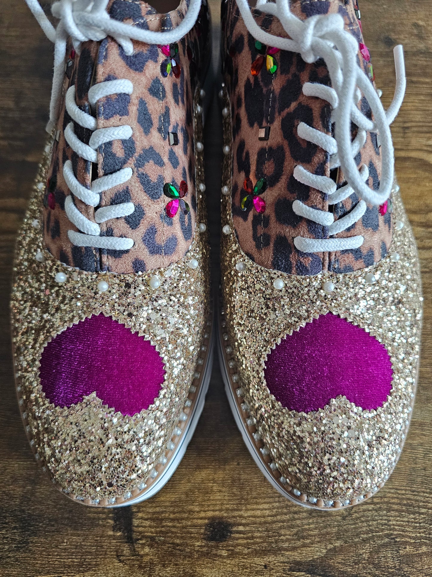 Betsey Johnson Glitter Leopard Platform Oxfords | Size 11 | New
