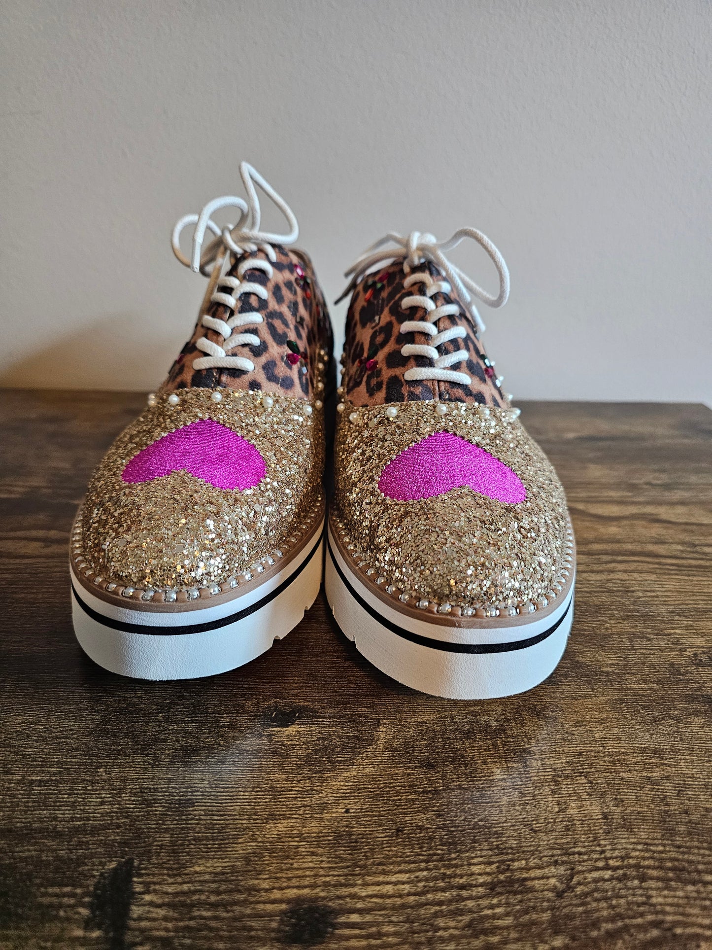 Betsey Johnson Glitter Leopard Platform Oxfords | Size 11 | New