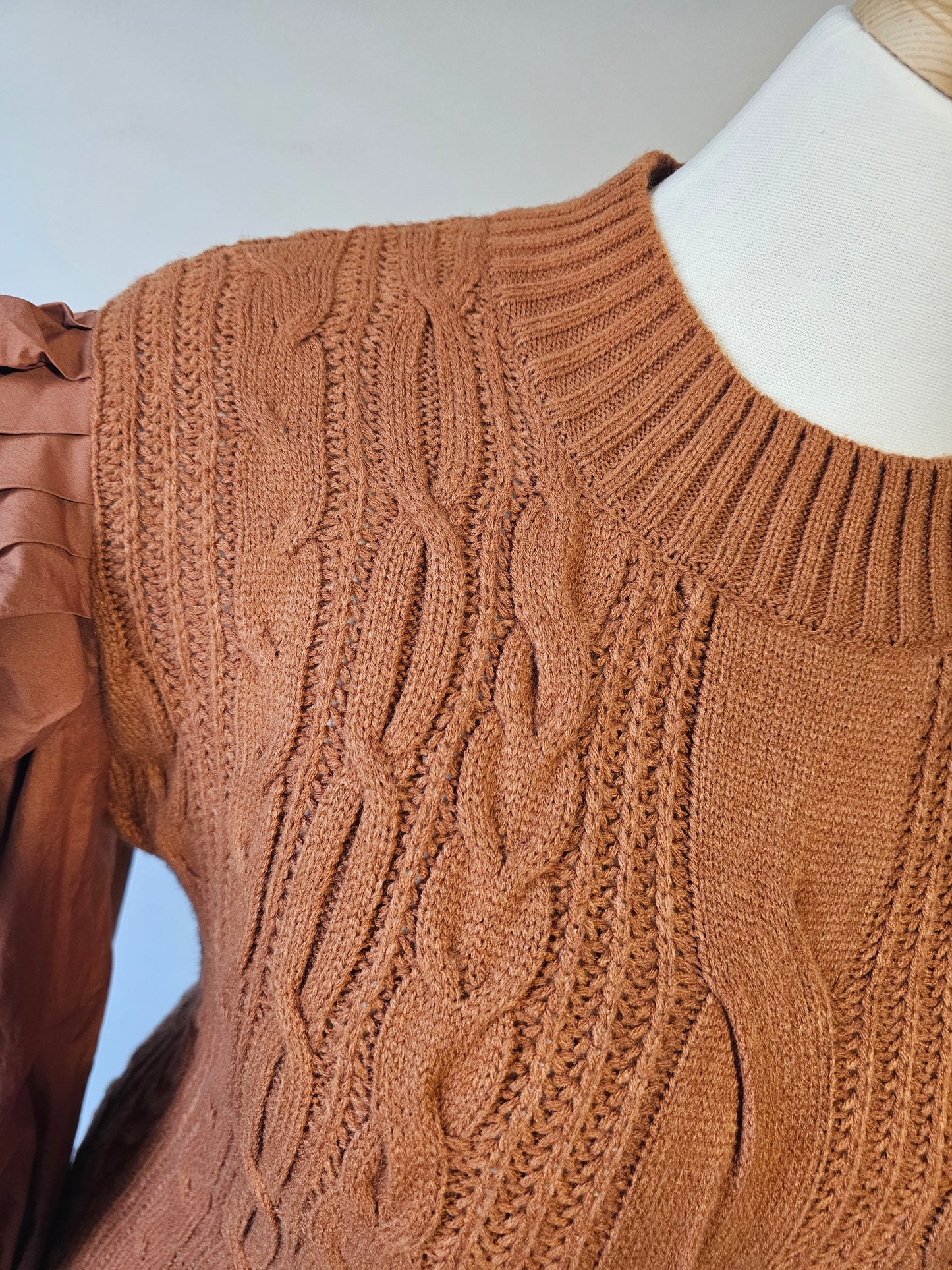 Fashion Nova Cable Knit Sweater Dress |Rust Puff Sleeve Stretch Mini| Size 2X