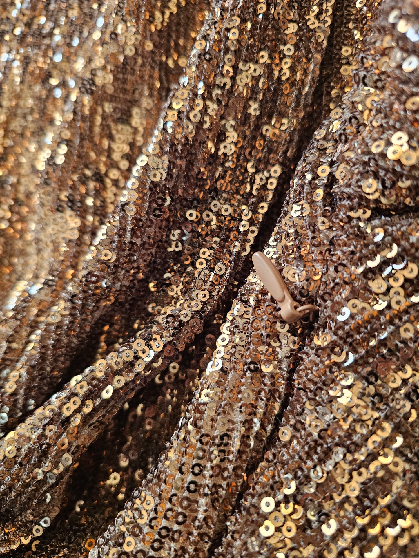 PrettyLittleThing Gold Sequin Midi Dress  Asymmetrical Hem Draped Evening NWT| Size 6 Small