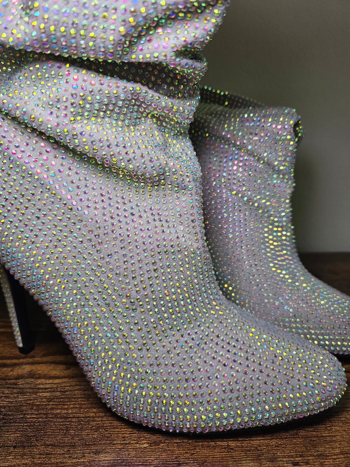 Nine West Rhinestone Slouch Ankle Boots Size 10 | Crystal Stiletto Heel Booties
