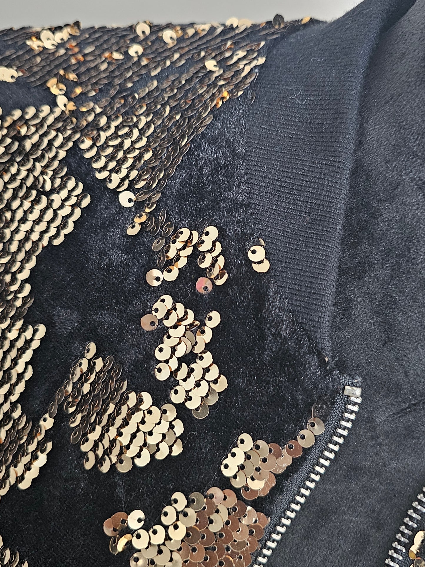 Forever 21 Black & Gold Sequin Bomber Jacket |Size Medium